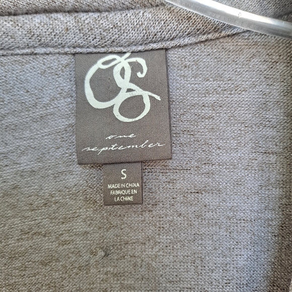 Anthropologie One September Heathered Gray Braided V-Neck Knit Long Sleeve Top S - Picture 4 of 8